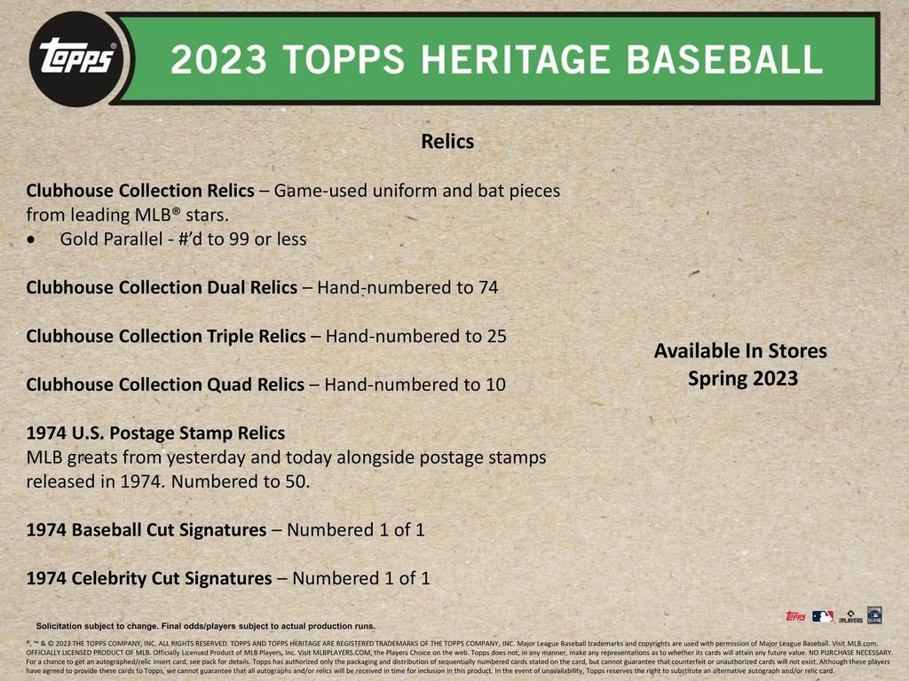 2023 Topps Heritage Baseball Hanger Box - Todaro